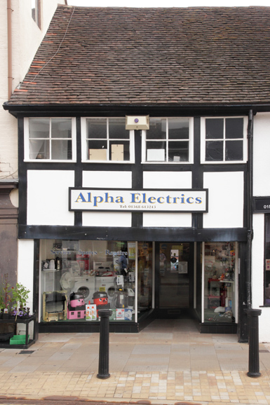 Front of Alpha Electrics shop in Leominster.  Photographed for their "Yell" website.