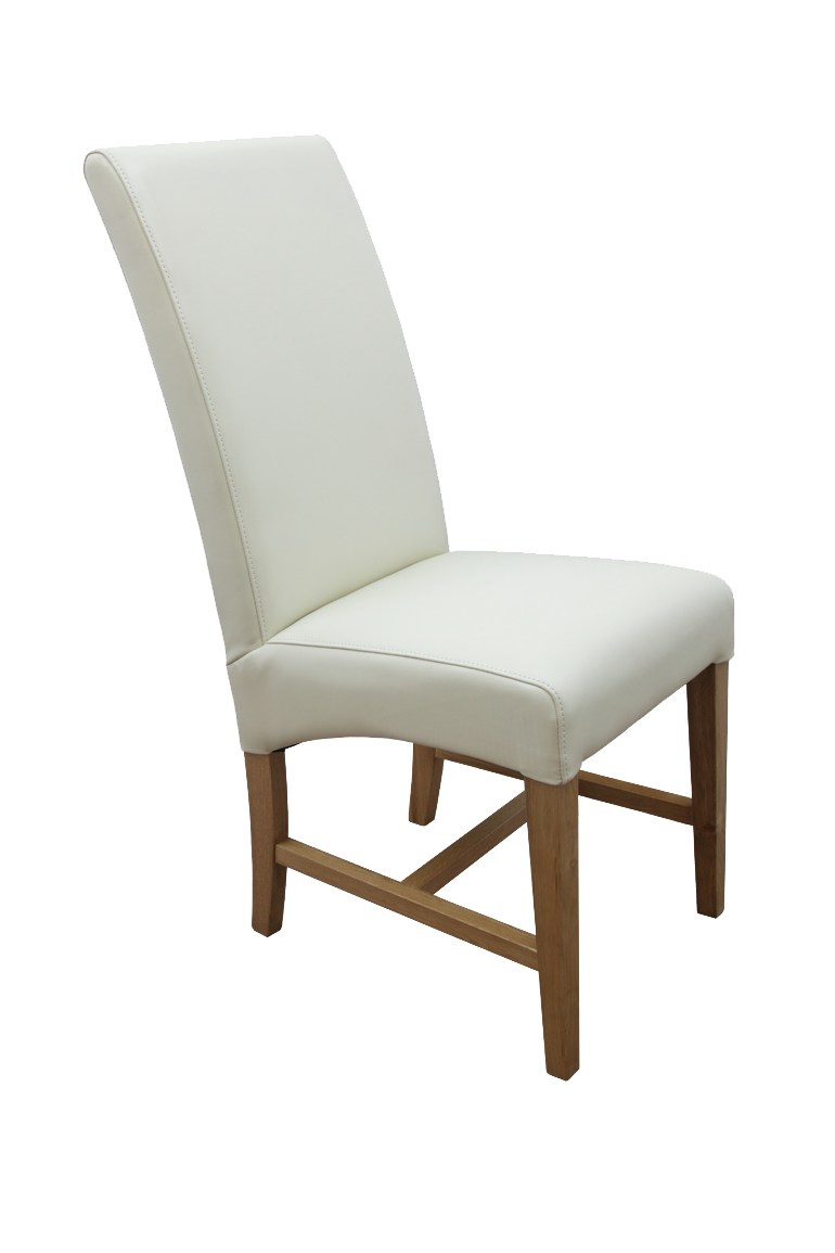 Cream Leather and Solid Wood Chair.  Shot for High Quality furniture importers to feature in their printed and online catalogue