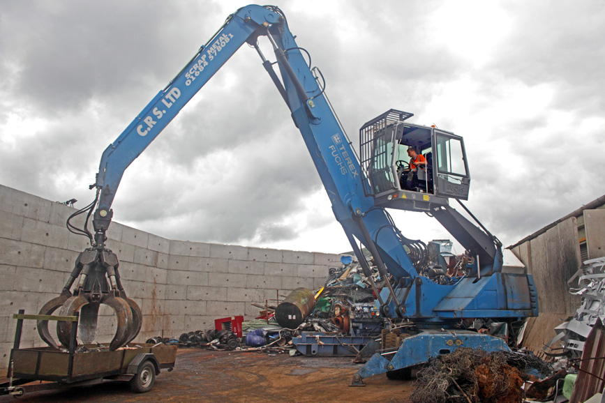 Huge Grab crane, used for handling scrap metal at Court recycling in Malvern, Worcestershire.