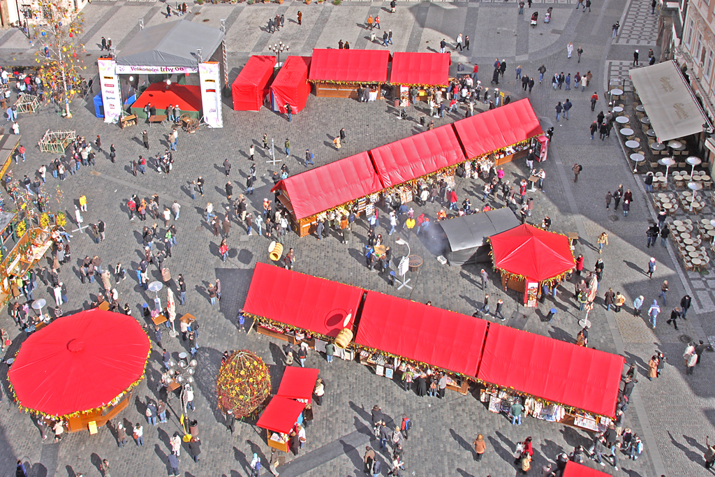 Prague Easter Fair, as seen from the top of the Town Hall tower
