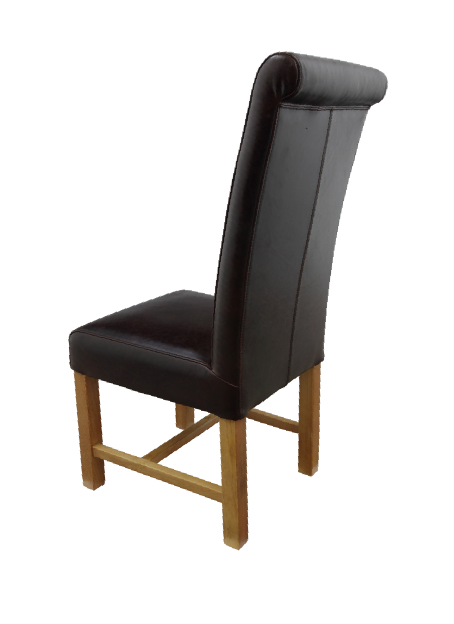 Dark-Brown Leather and Solid Wood Chair.  Shot for High Quality furniture importers to feature in their printed and online catalogue