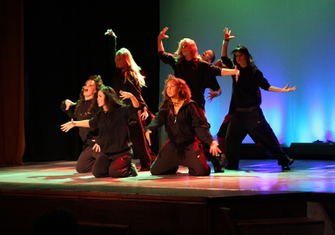 Break-Dance exhibition and display.  Held at the Albert Hall in Llandrindod Wells.