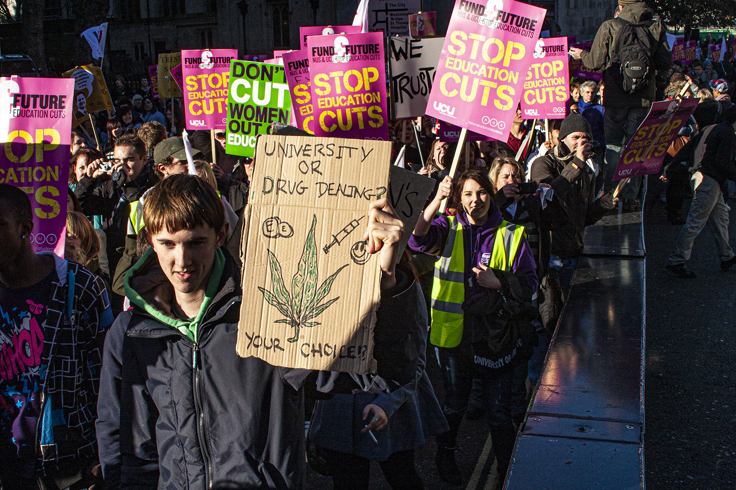 Student, Demo, Stop, Education, Cuts, London, Westminster, NUS, Fund, Future.